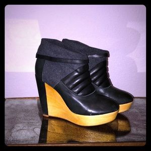 Black and Leather Platform booties.